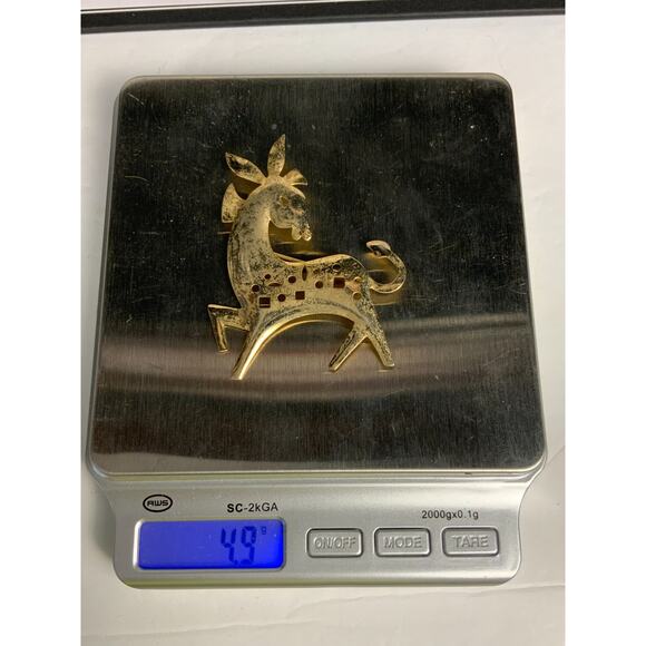 Vintage 1950's 12k gold filled Deer Christmas Pin Brooch signed James H. Hall - Picture 6 of 6